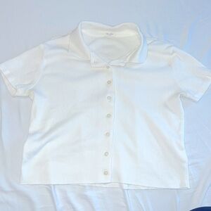 Size Small, John Galt white button down crop top.